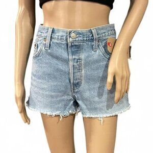 NWT! Levi's 501 High-Rise Distressed Denim Shorts Size 29 Light Wash Cutoff Raw